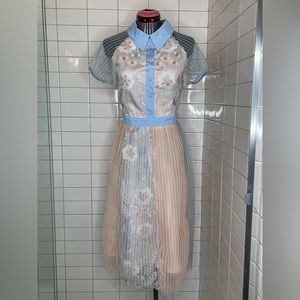 Five Cats Poly Embroidered Chiffon layered Party Dress US4